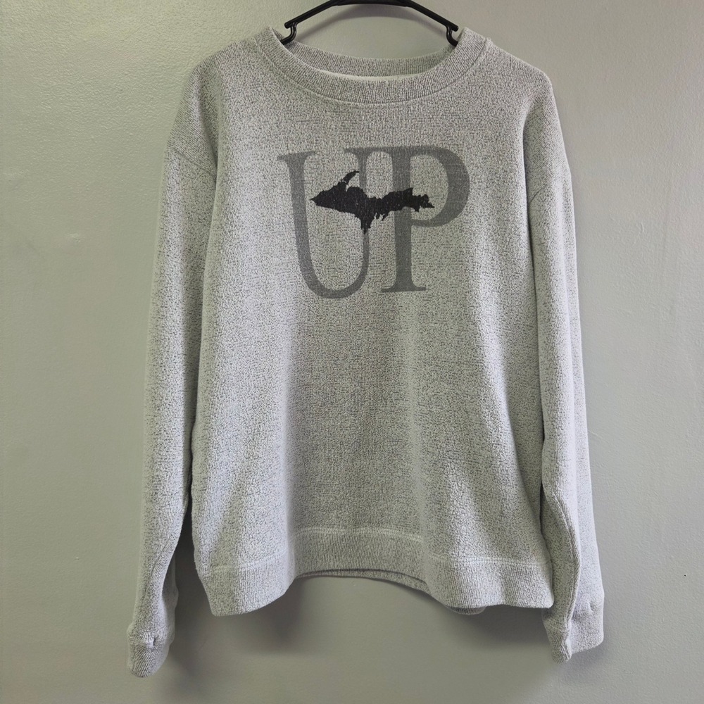 UP Upper Peninsula Sweatshirt Womens‎ Large Gray Avalon Apparel Michigan Graphic